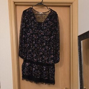 Joie Black Lace Overlay Dress